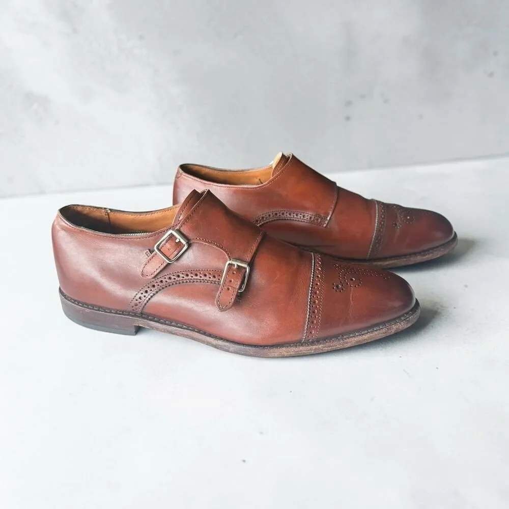 Allen Edmonds St. John's 2927 Double Monk Strap Shoes Dark Chili Leather Size 13